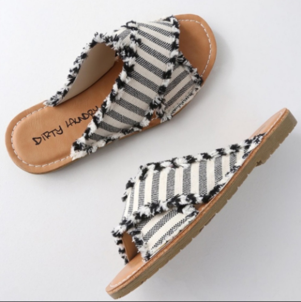 LAST PAIR❗FRAYED CANVAS SLIDES - Picture 3 of 7